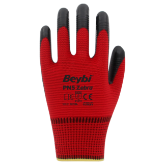 BEYBİ ELDİVEN ZEBRA ÖRME NİTRİL PN5 KIRMIZI NO9-10
