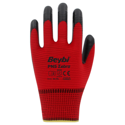 BEYBİ ELDİVEN ZEBRA ÖRME NİTRİL PN5 KIRMIZI NO9-10